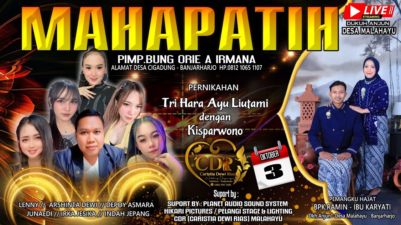 LIVE MAHAPATIH ENTERTAINMENT DI DKH. ANJUN DS. MALAHAYU - BANJARHARJO / JUMAT 3.10.2025/ EDISI MALAM