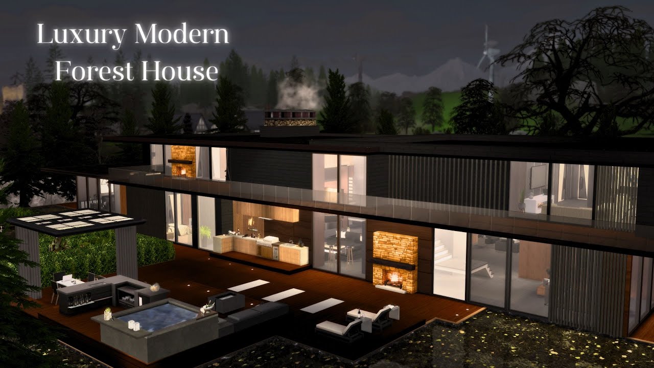 Luxury Modern Forest House || Sims 4 || House Tour || CC build (TRAY+CC+LINKS)