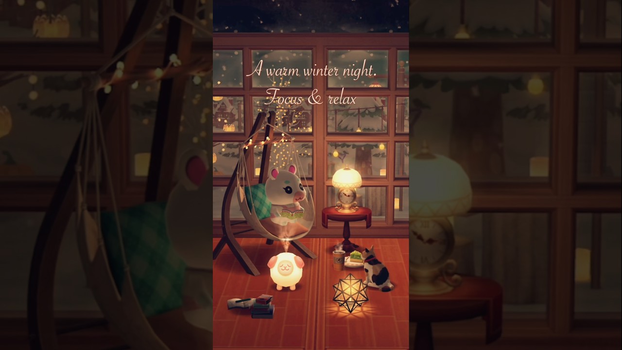 Soft winter night lofi ⛄️| warm fireplace, animal-crossing vibes