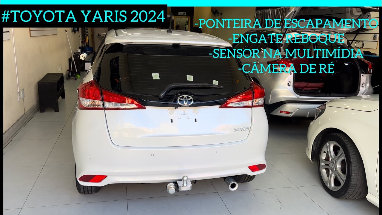 #TOYOTA YARIS 2024, PONTEIRA, ENGATE , SENSOR E CÂMERA NA MULTIMÍDIA ORIGINAL