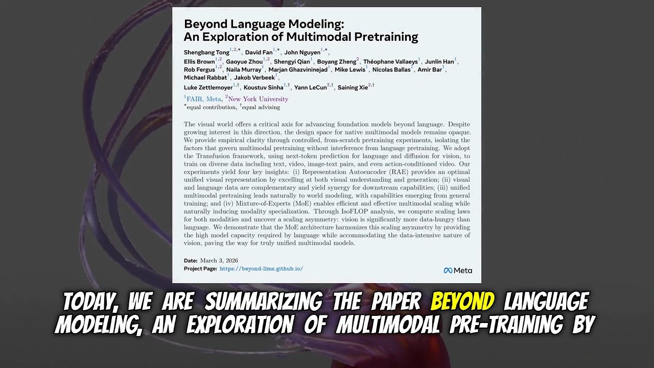 Beyond Language Modeling: An Exploration of Multimodal Pretraining (Mar 2026)
