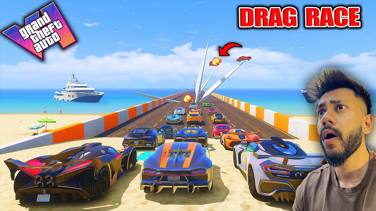 GTA 5 SUPERCARS EXTREME WINDMILL DANGEROUS DRAG RACE |ABHISHEKKZ GAMING