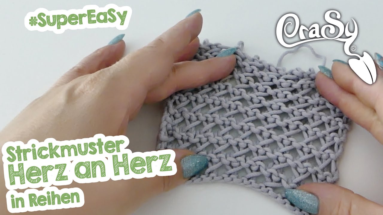 Strickmuster Herz an Herz - super einfach - english subtitles