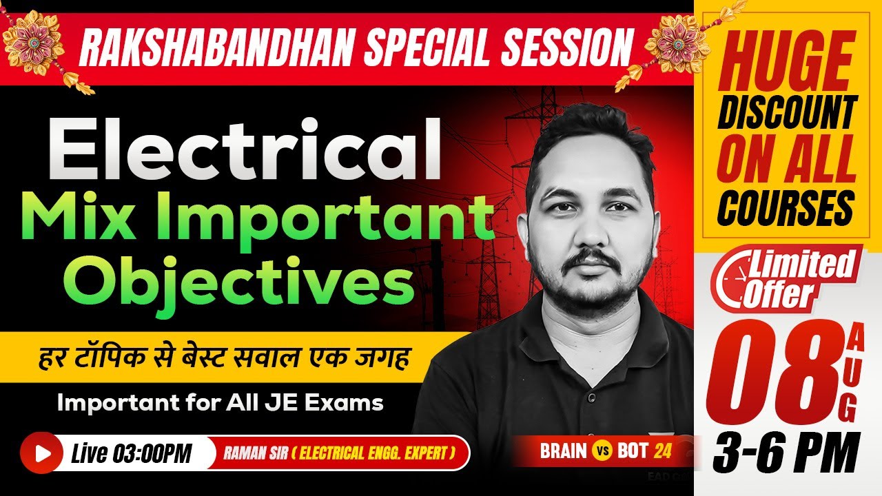 24- Electrical Mix Objective for All JE exam by Raman sir | Raksha Bandhan Special🌟BRAIN vs BOT