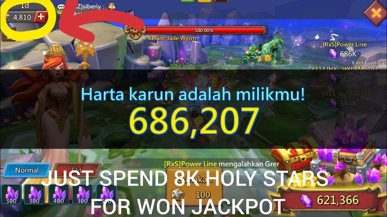 Rally trap F2p Win The Jackpot by Spending Only 8k holy Stars !! Lord Mobile ..