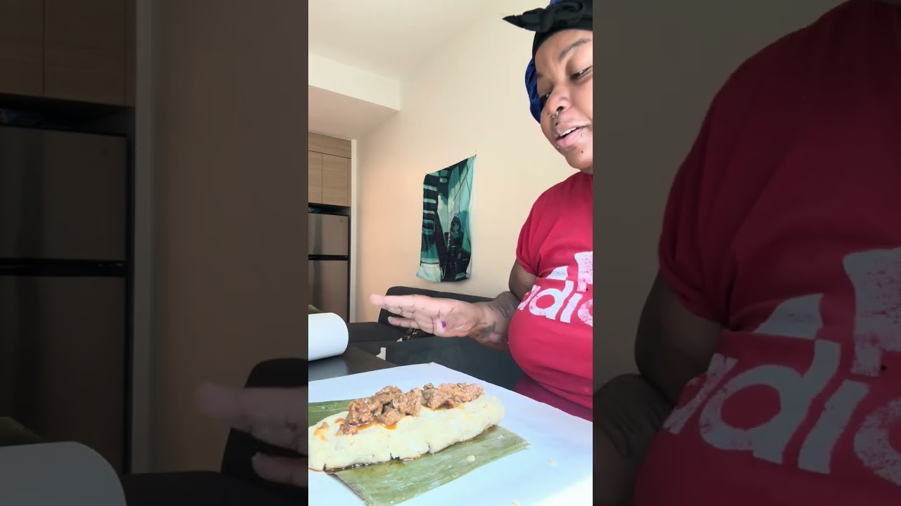 Showing you how to wrap a Pasteles De Yuca.