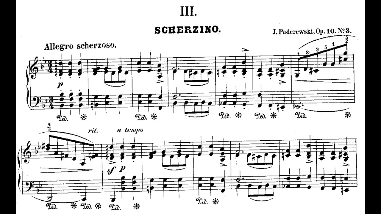 Ignacy Jan Paderewski - Album de Mai, Op.10 No. 3: Scherzino with score(1883)