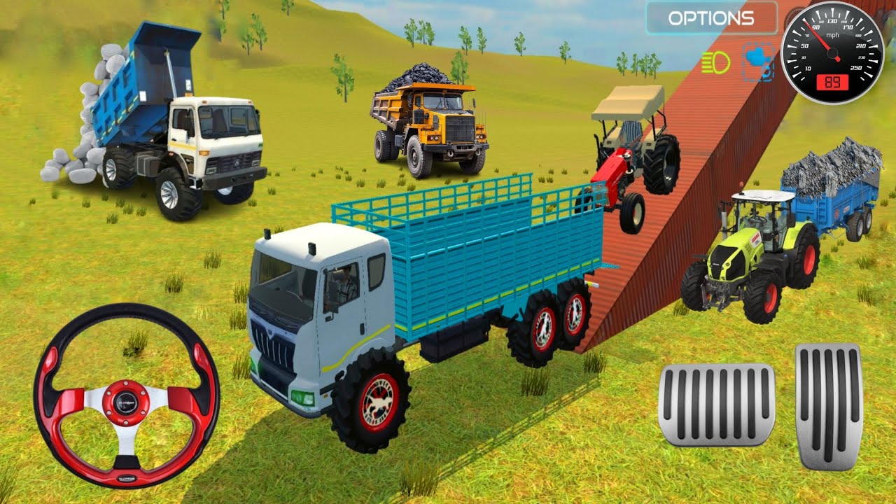 🛑 Drive JCB and dual tractor 🤯🚜 Unloading Stone 😱💥from truck dumpher 🚒#games #jcb 