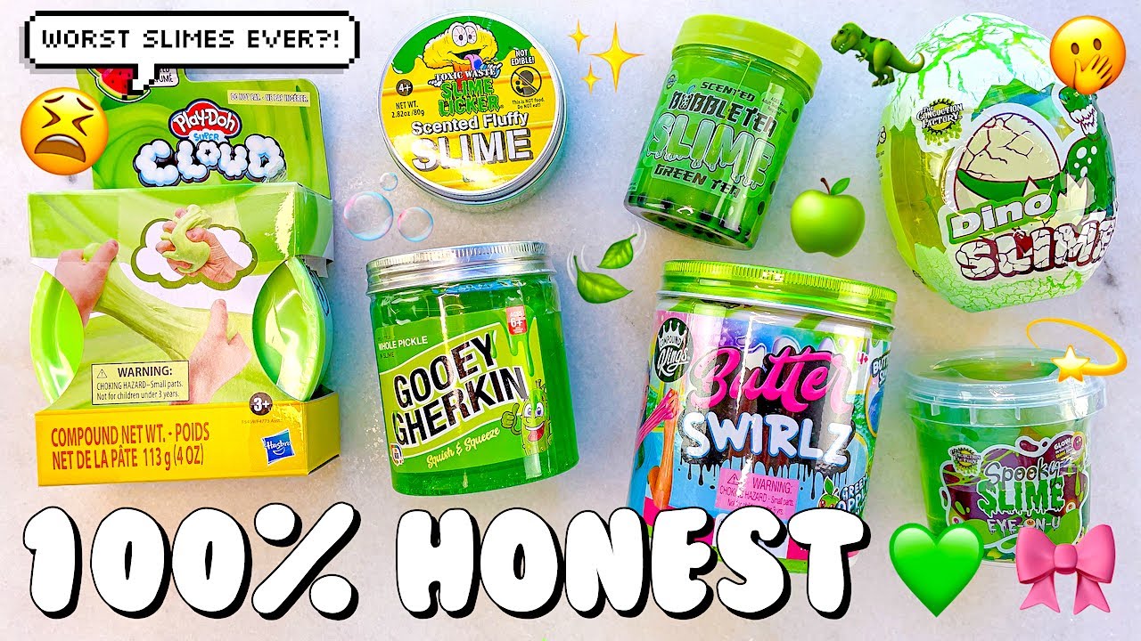 Обзор слайма Green Store Bought Slime стоимостью менее 5 долларов 🍏🦖 100% честность Five Below & ...