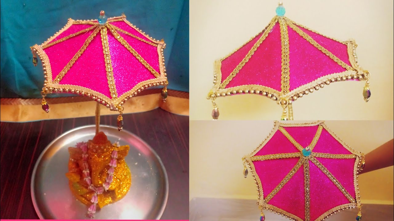 Vinayagar umbrella making/vinayagar kudai seivathu eppadi/ umbrella for ganesh idol