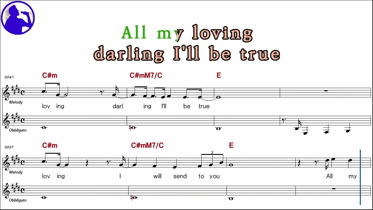 Beatles-All my loving karaoke sheet music,MR for players,chord,chorus,Lyrics add(Ye karaoke)