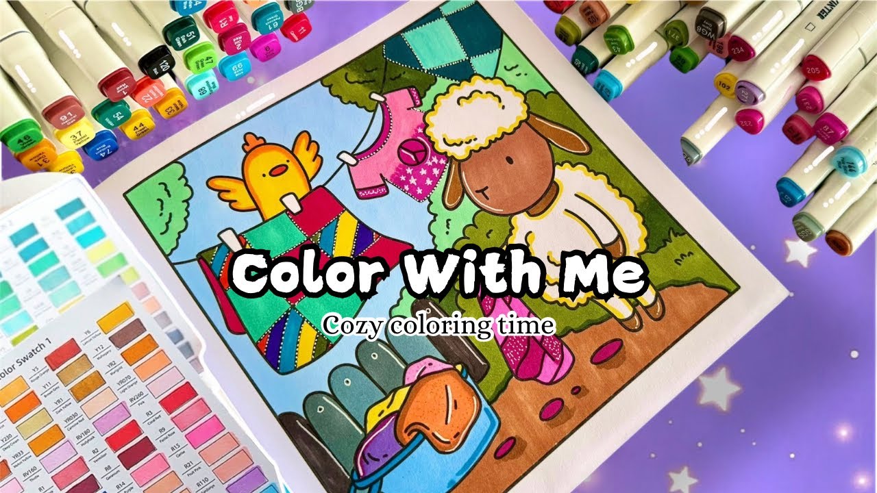 Color with me ASMR 👕🐑 Comfy Life | Cute & Comfy Coloring Book | Xiaoyi Markers (no music/talking)