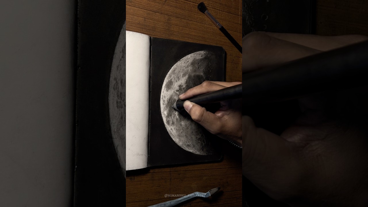 Charcoal drawing moon #art #charcoaldrawing #moon