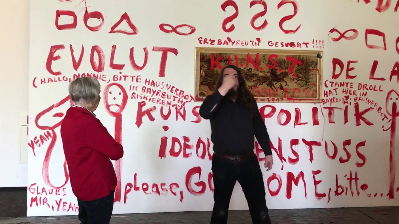 Jonathan Meese: ERZGRÜNER TOTALSTHÜGEL DE LARGE (EVOLUTIONSPARSIFAL‘S MONDRAUM) 2/4