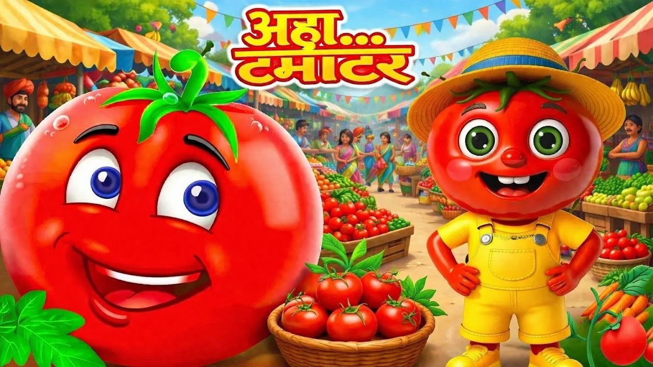 आहा टमाटर - Aaha Tamatar Bade Majedar | Popular Hindi Rhymes For Kids | Kids Song | Rainbow Rhymes