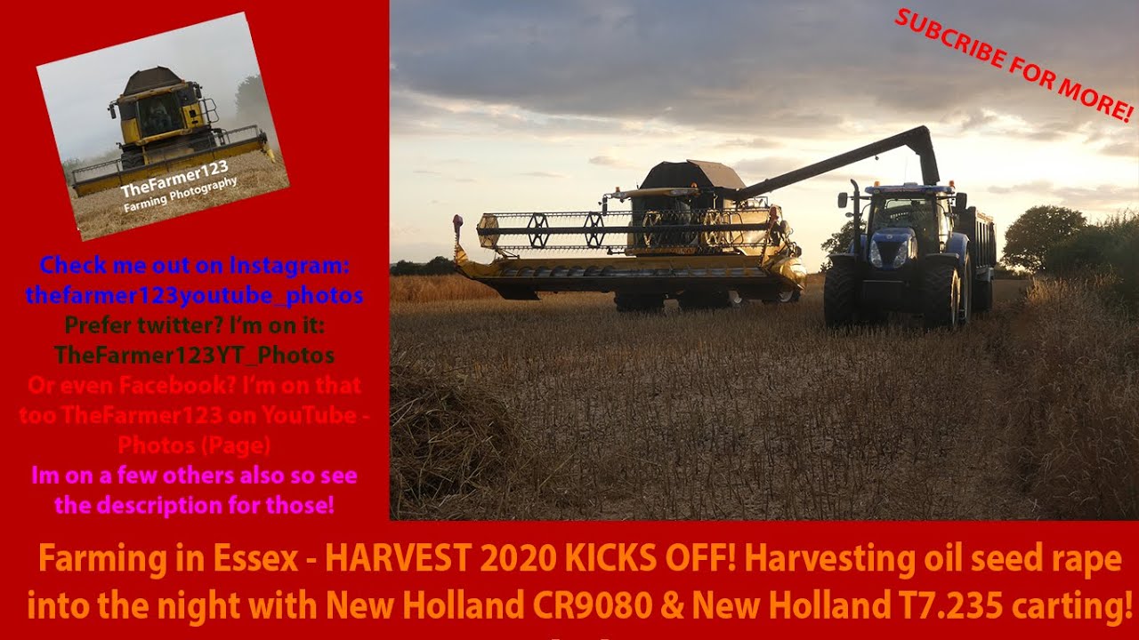 Farming in Essex - HARVEST 2020 KICKS OFF! Harvesting OSR w/New Holland CR9080 & NH T7 carting. [20]