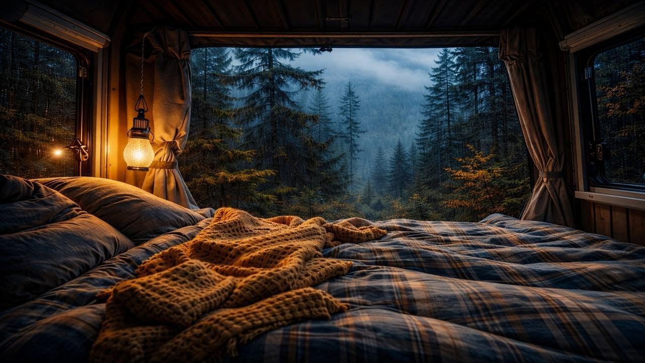Forest Van Retreat 🌲🚐 | 4 Hours of Rain Sounds for Deep Sleep & Relaxation