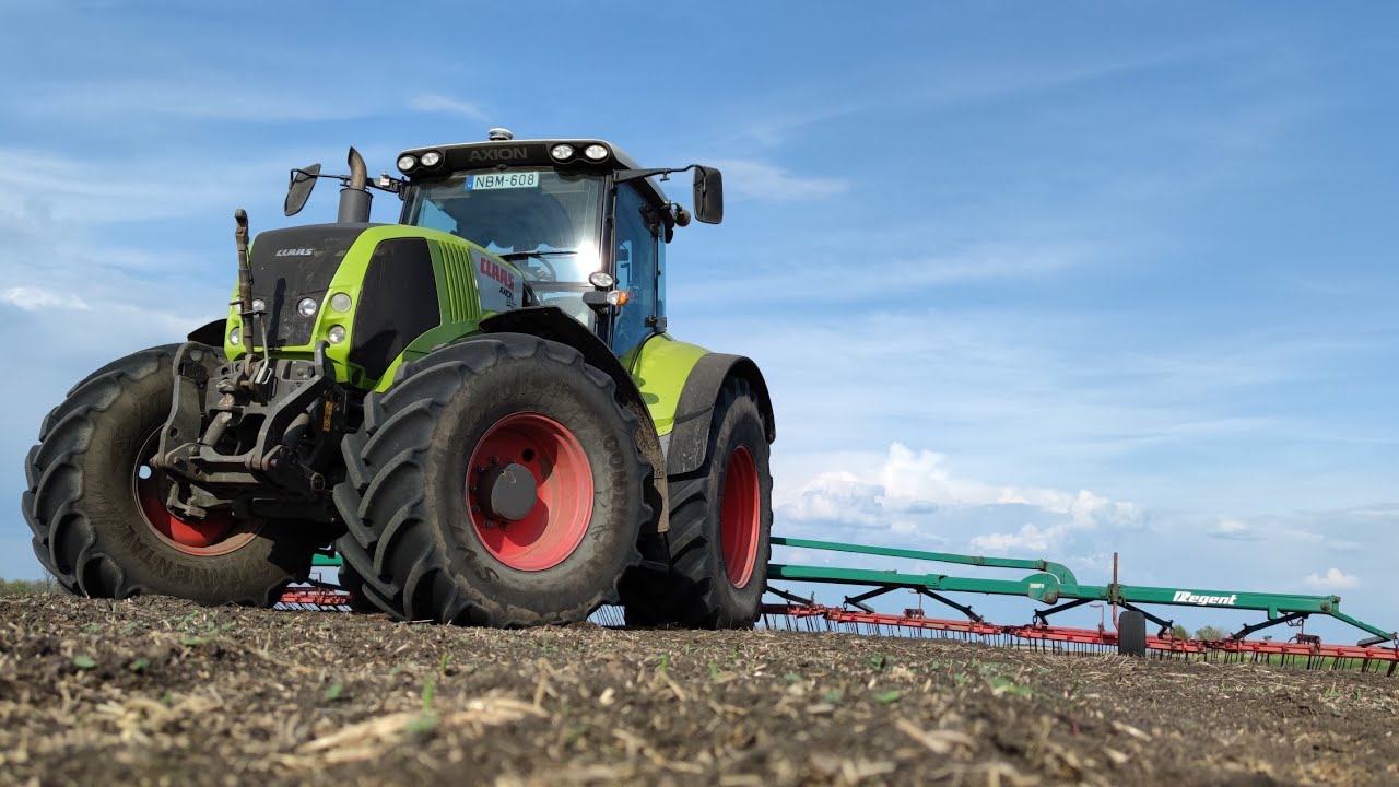 Traktoros Vlog #13 - Gyomfésűzés | Claas Axion 840 + Regent Gyomfésű |