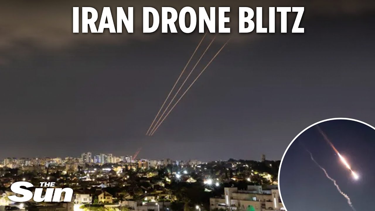 Israel blasts 300 missiles and drones out of sky after Iran launches massive barrage as sirens wail