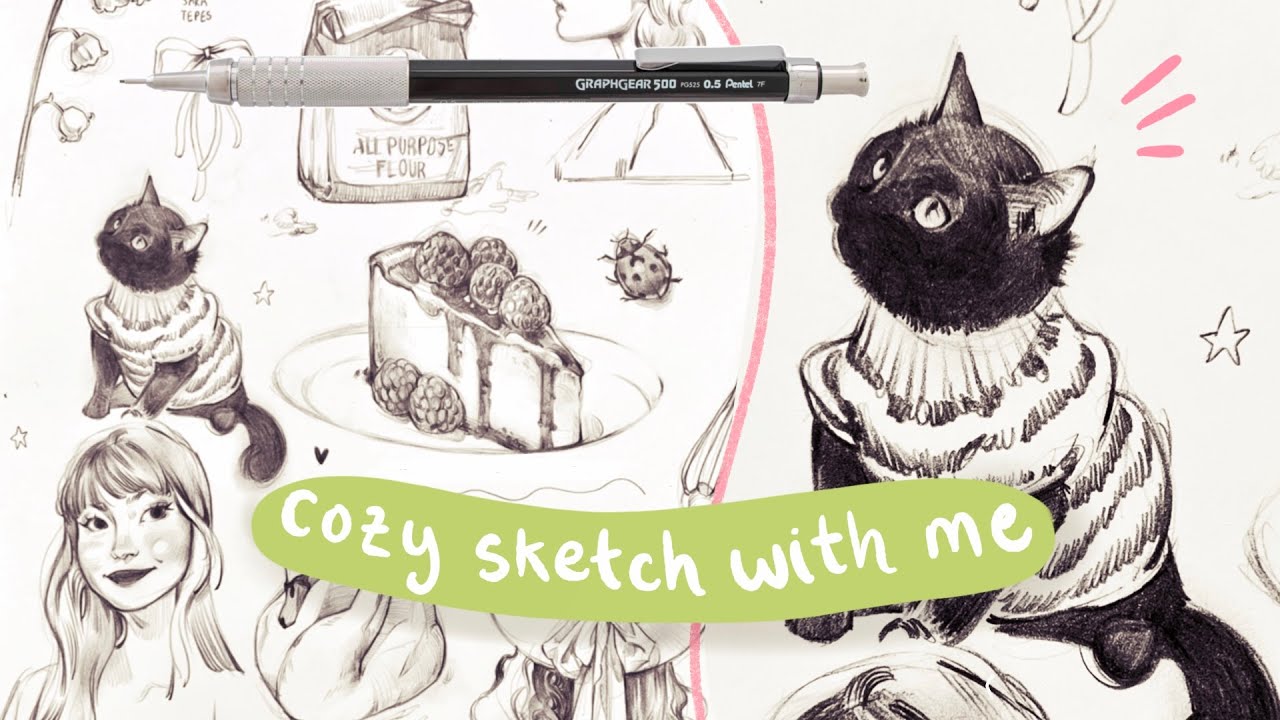 SKETCHING FROM PINTEREST- 4K cozy sketch with me