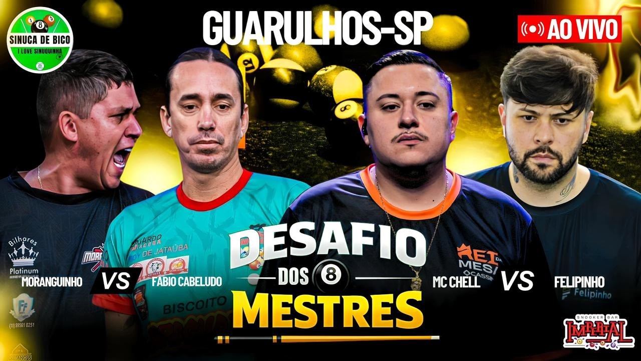 25/02 - FELIPINHO, FABIO, MORANGO CHELL- DESAFIO DOS MESTRES - SINUCA AO VIVO GUARULHOS SP #024