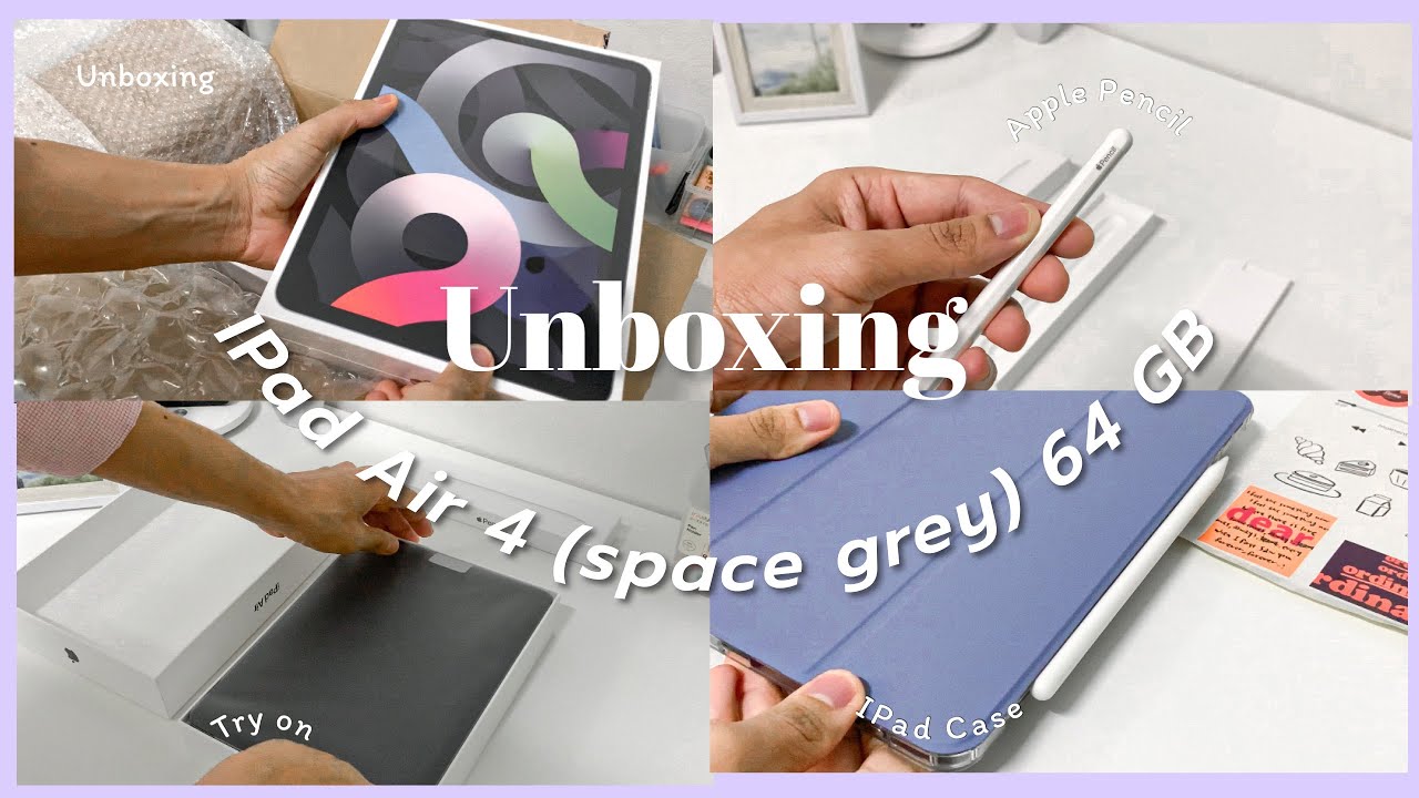 📦 iPad Air 4 (space grey📂) Unboxing + accessories ✏️💛 แกะกล่องไอแพต จาก Apple store online 🍏