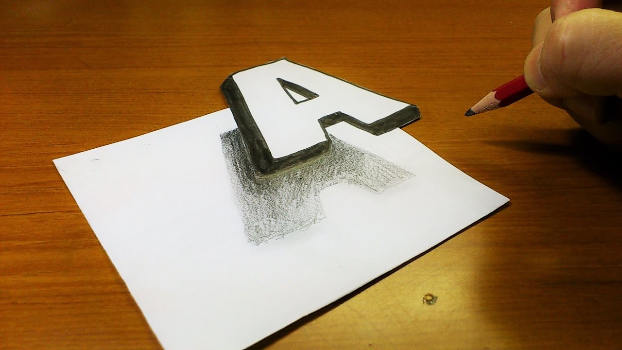 Very Easy!! How To Drawing 3D Floating Letter 