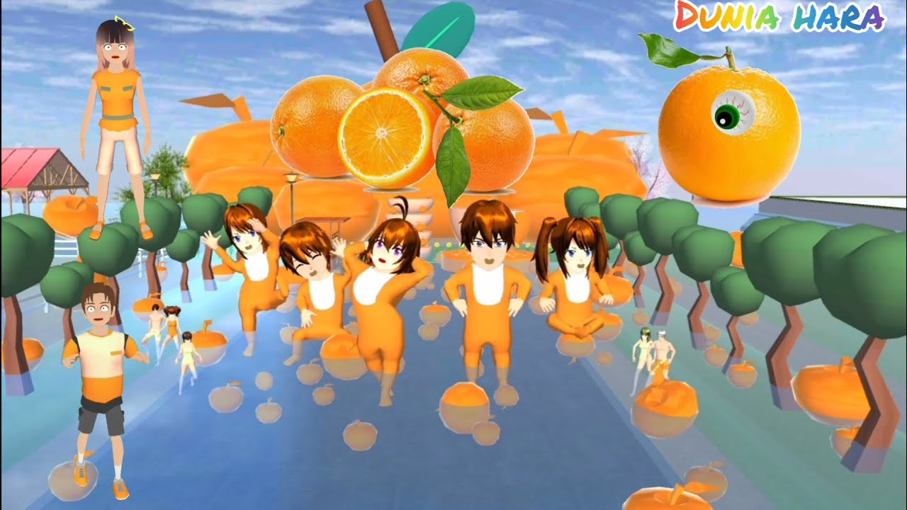 Banjir Muncul Jeruk Raksasa Ubah Semua Jadi Jeruk Baby | Bayi Titan Celine | Sakura School Simulator