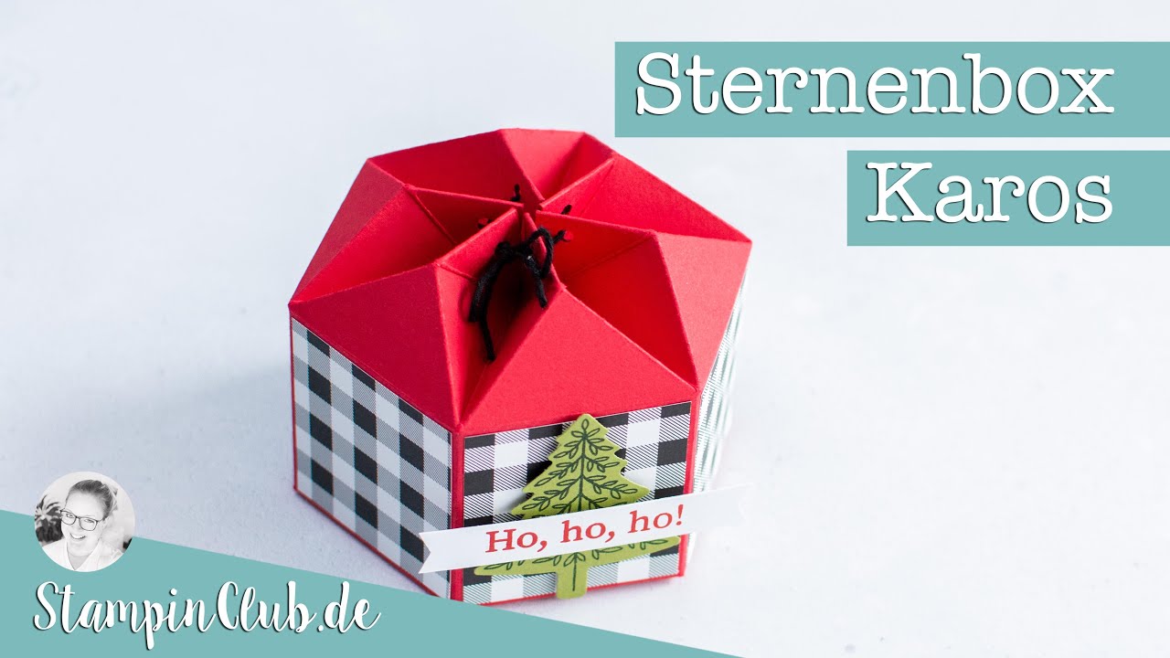 Bastelanleitung für eine Sternenbox, dekoriert mit dem Stampin' Up!® Stempelset Tannen und Karos