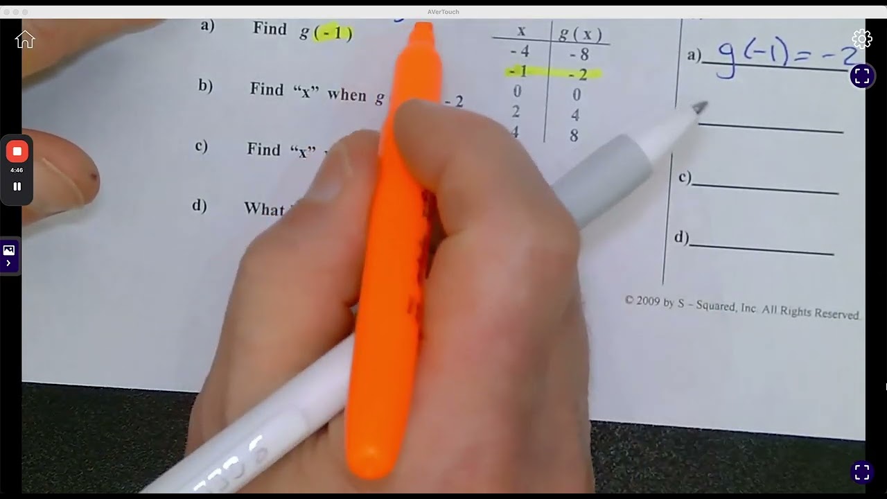 Algebra 1 Functions   Tables and Graphs