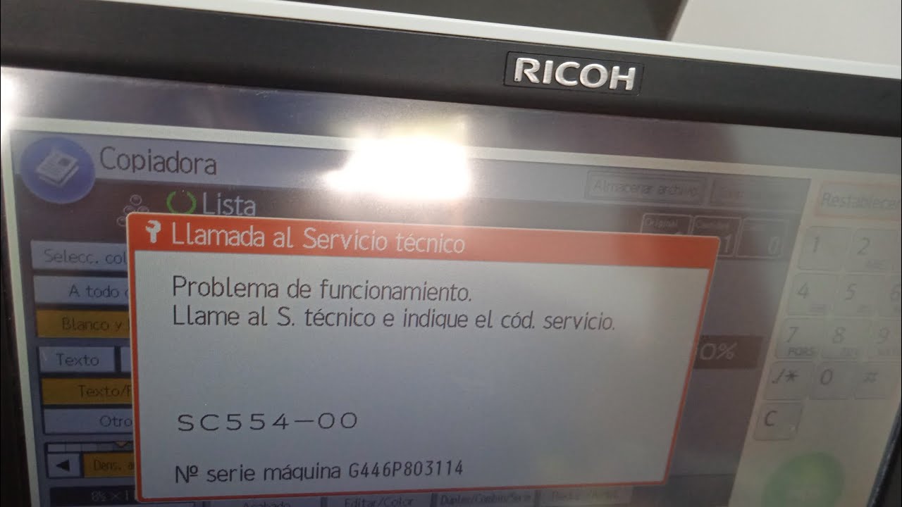 Error SC554 MPC306 RICOH COLOR