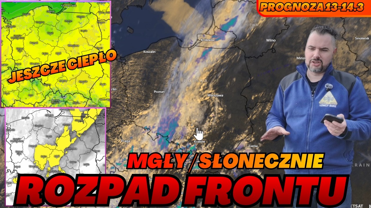 Zanik frontu chłodnego. Mgły i zamglenia. Słońce i ciepło w dzień. Grad w Kankakee. Prognoza