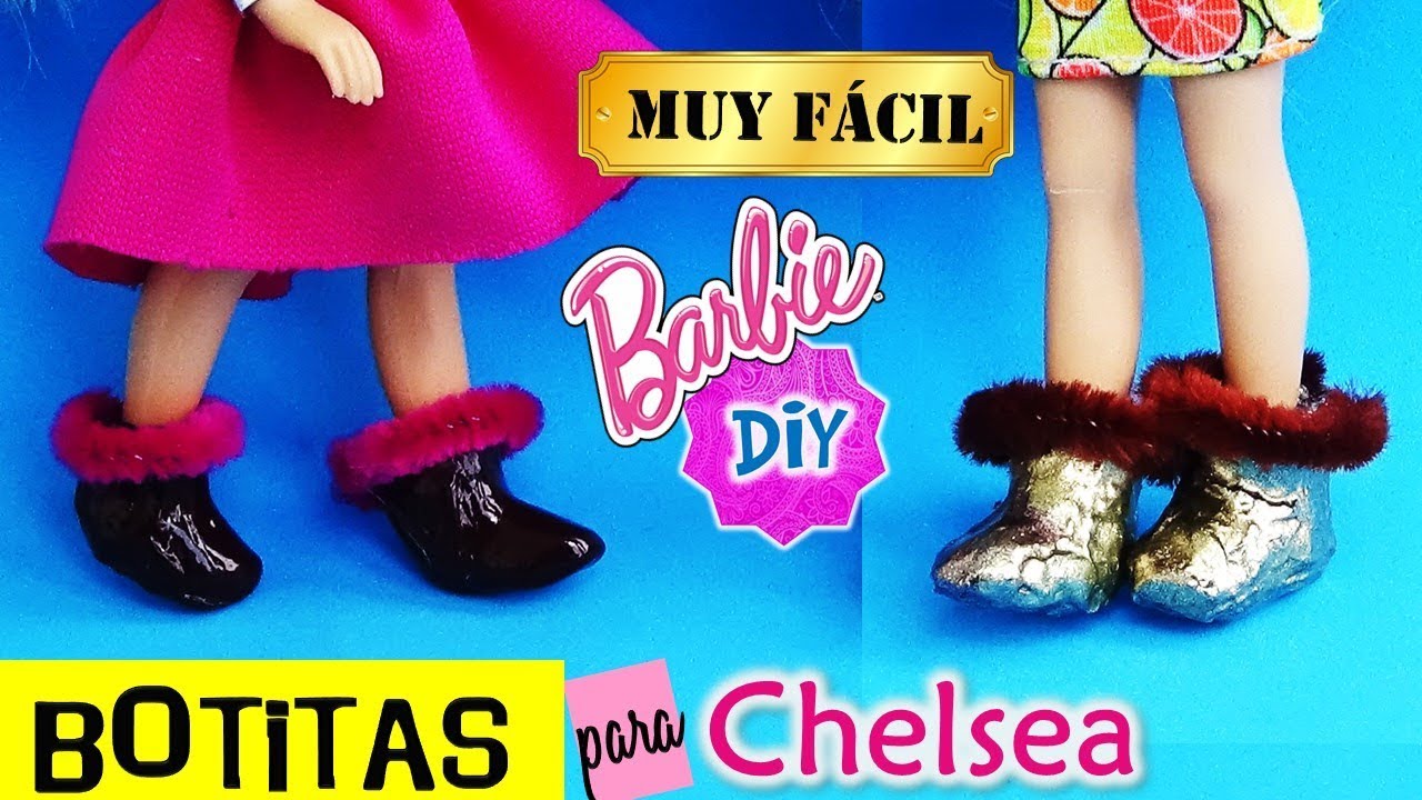 Como hacer BOTAS para MUÑECAS Barbie Chelsea muy FACIL!! Zapatos para muñequitas MANUALIDAD FACIL ✄