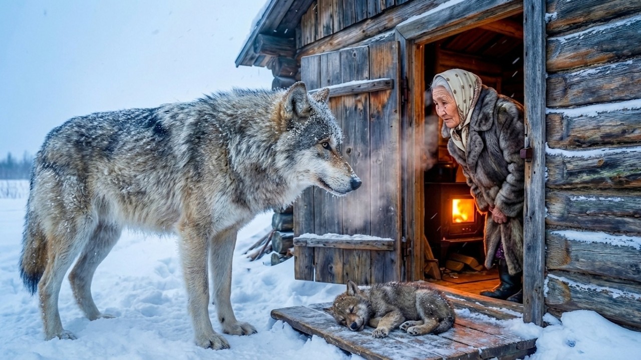 A Wild Wolf Brought Its Injured Cub to an 80-Year-Old Woman in -71°C!