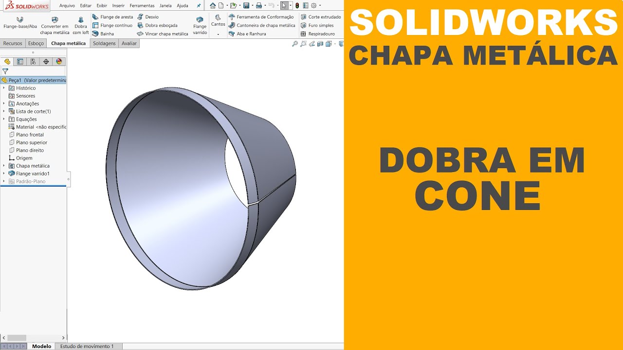 SOLIDWORKS | COMO COLOCAR DOBRA EM CONE DE CHAPA METÁLICA #solidworks