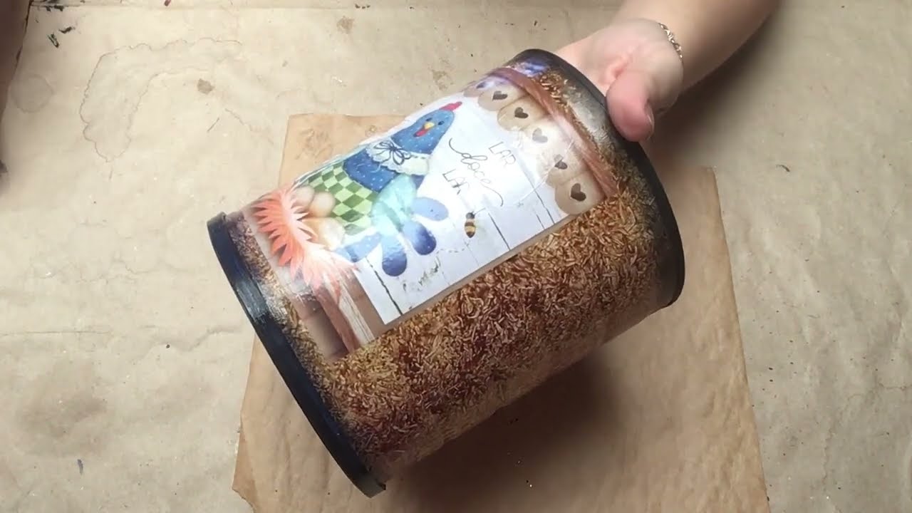Lata Decorada Efeito Cortiça