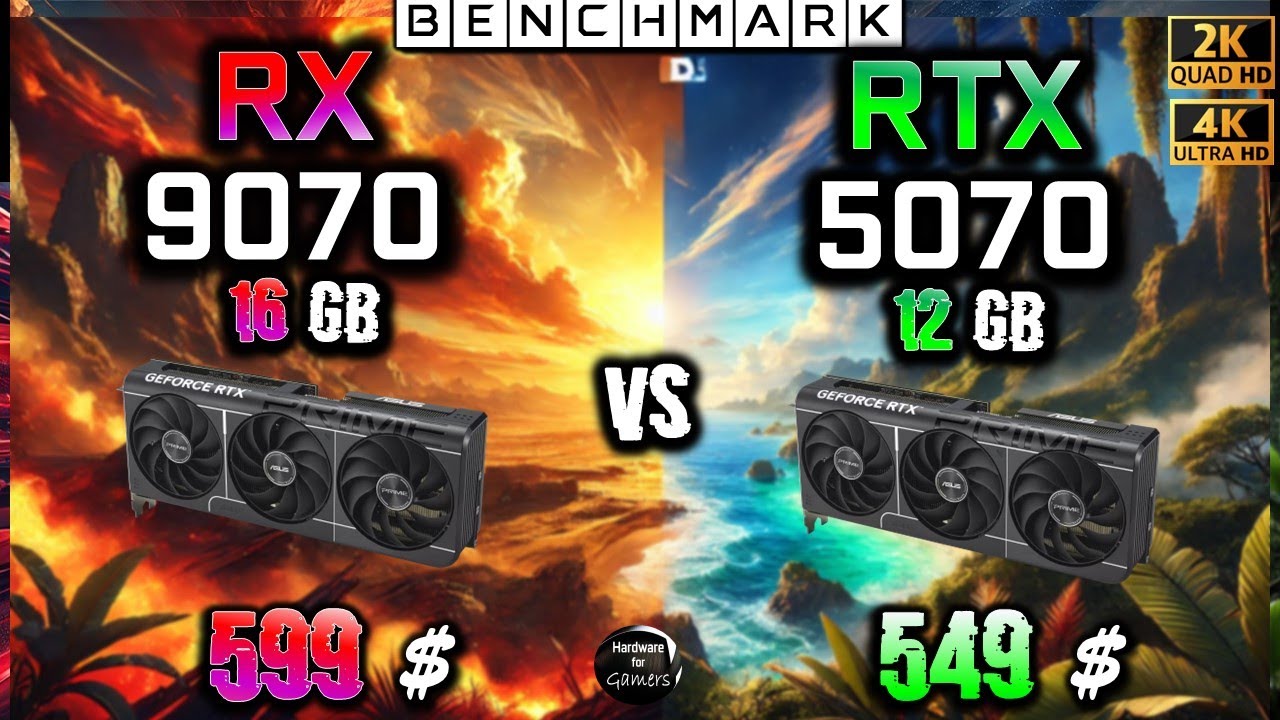 RX 9070 16GB vs RTX 5070 12GB / Test / 1440p - 2160p 4K / in 8 Games / Ryzen 7 9800X3D