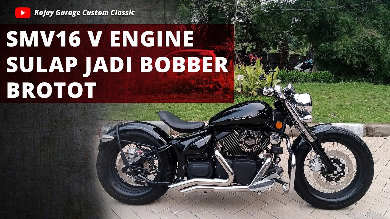 SM V16 2021 Full build custom Bobber Boneville perpaduan Harley Davidson WLA - Kojay Garage