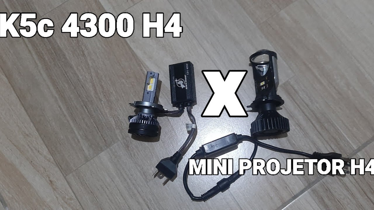COMPARATIVO  LED MINI PROJETOR H4 X K5C 4300K 40W!