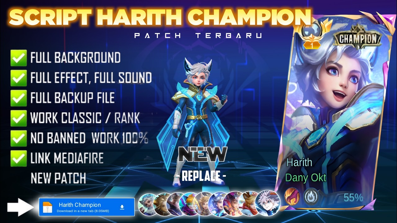 UPDATE Script Skin Harith Champion - Evos No Password | Full Effect Voice | Patch Terbaru