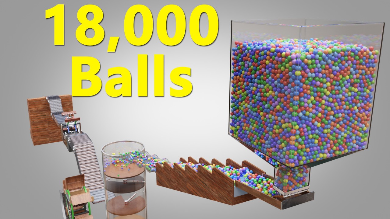 18,000 colorful Balls Marble Run screening animation V09