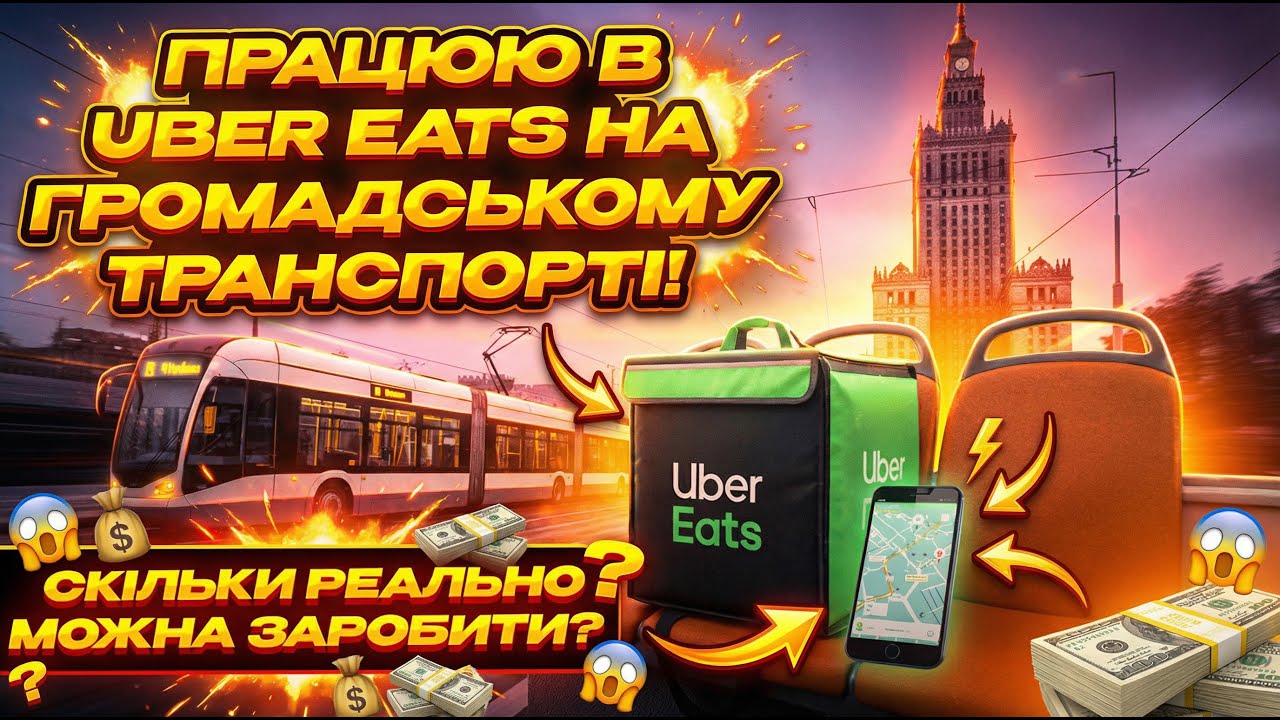 Uber Eats без електро велосипеда?! Перевірив доставку у Варшаві на громадському транспорті!