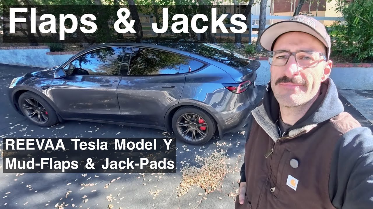 Подробный честный обзор брызговиков и подставок под домкрат REEVAA на моей Tesla Model Y.