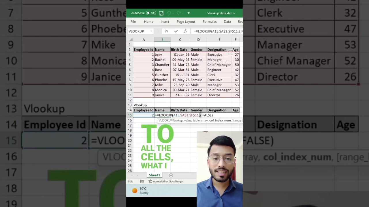 Vlookup for multiple Columns together #excel #tutorial #vlookup #formula