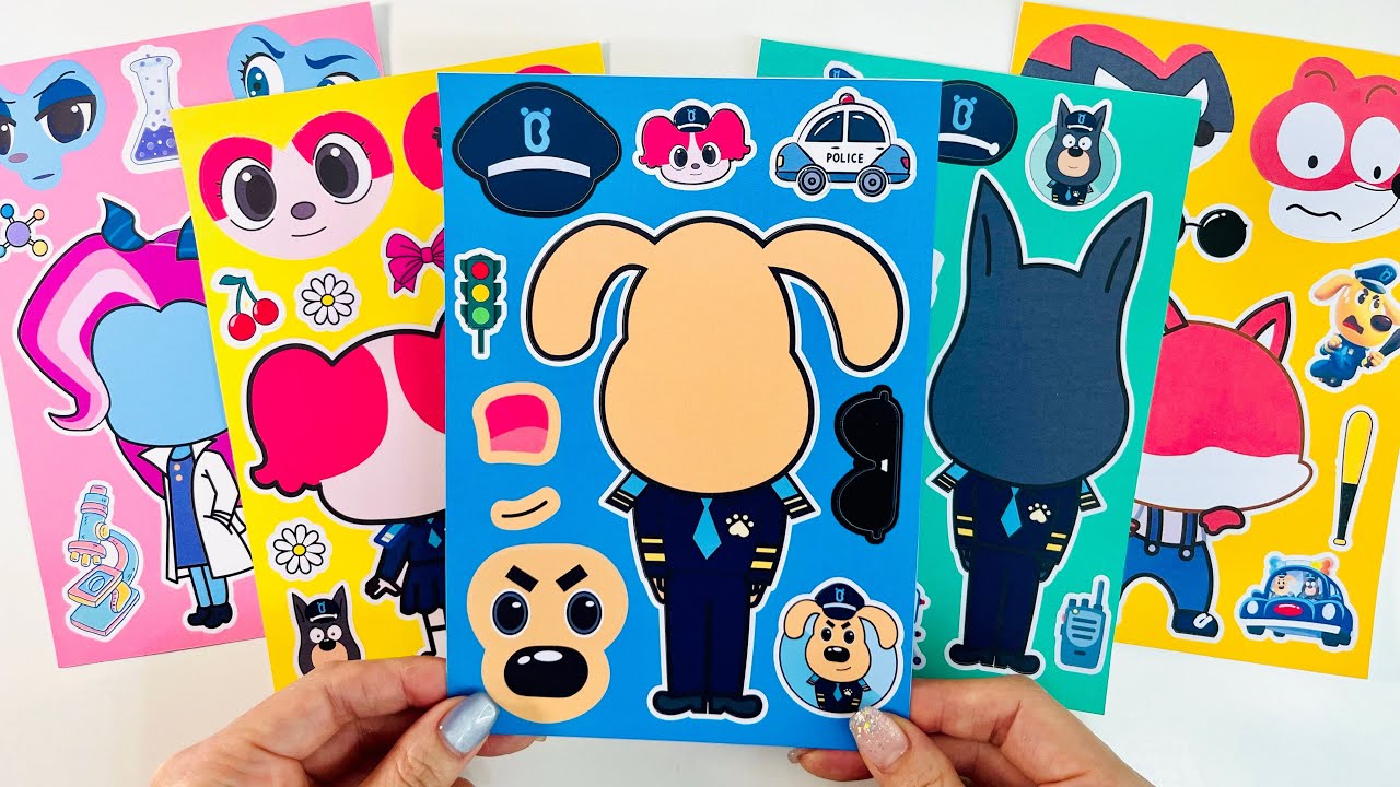 🚨 Sheriff Labrador paper DIY sticker book decoration 🚓 래브라도 경장 스티커북 꾸미기