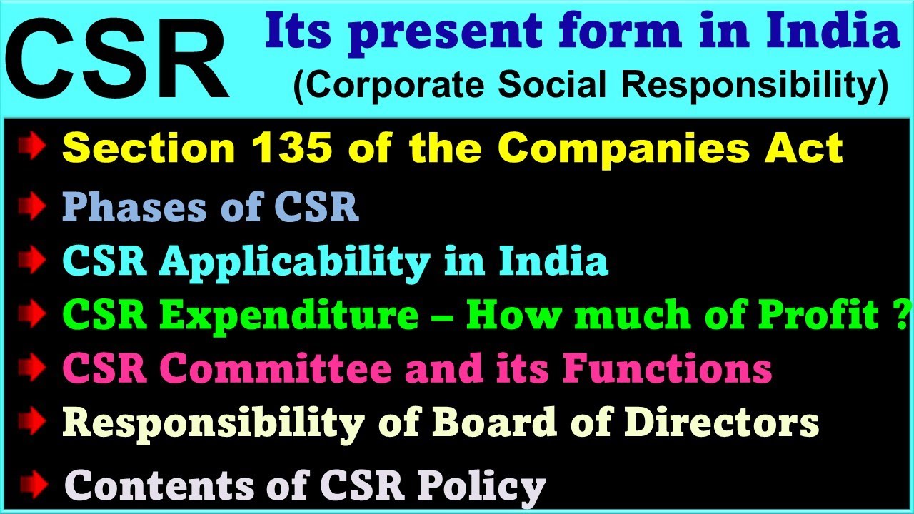 Present form of CSR in India │Section 135 of the Companies Act, 2013│Corporate Social Responsibility