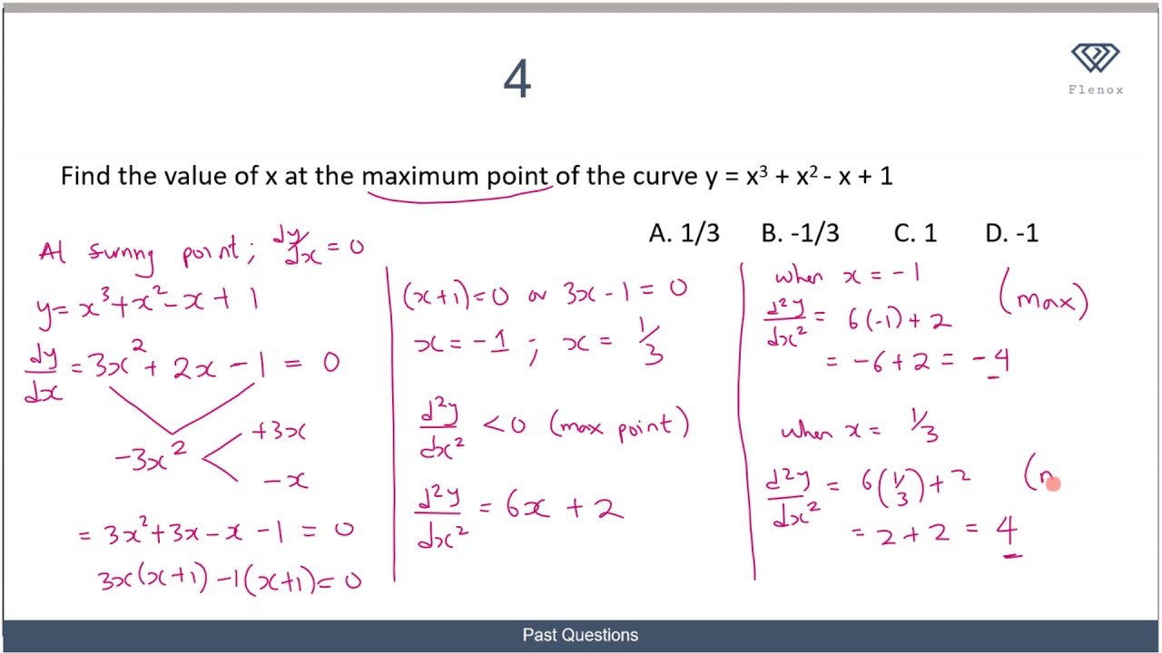 6 JAMB Mathematics Past Questions on Applications of Differentiation