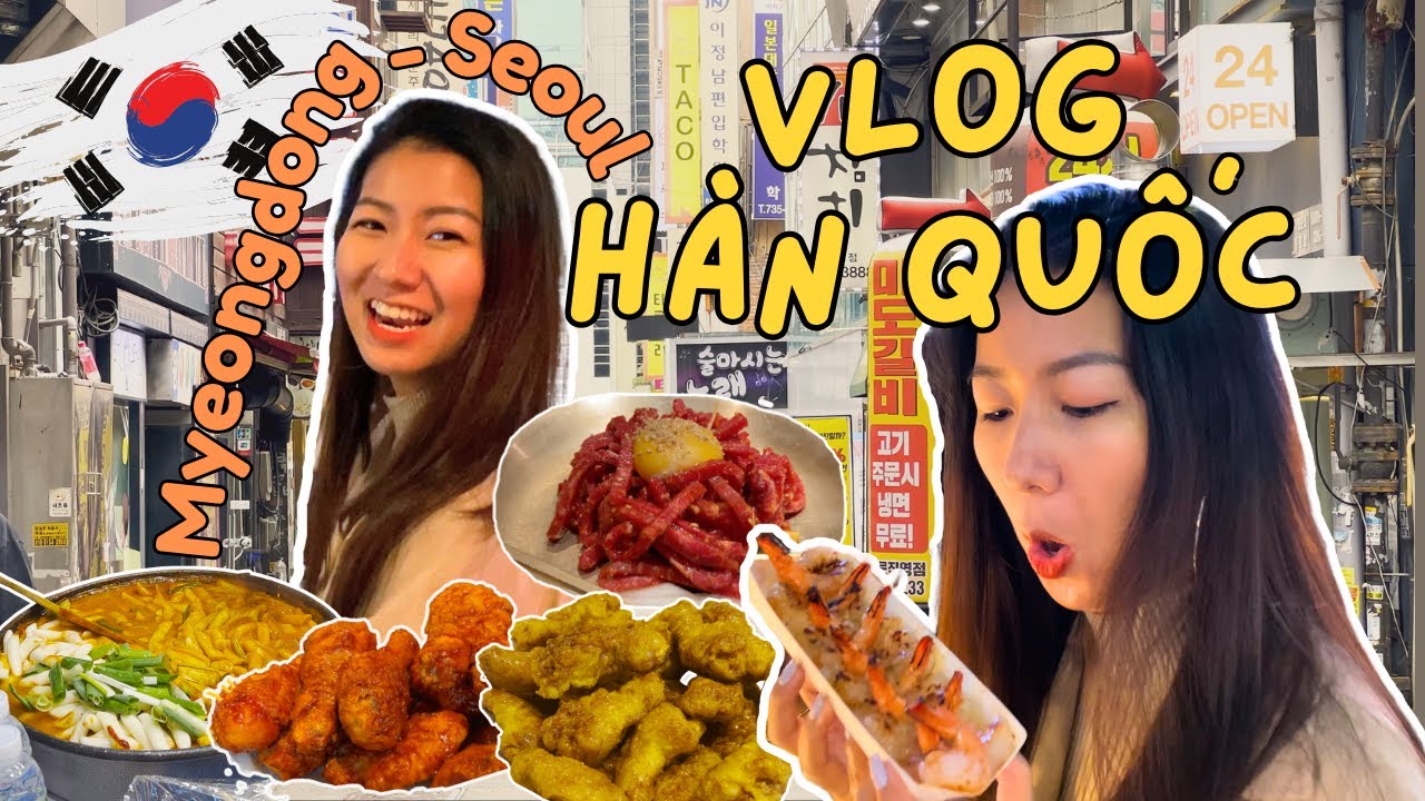 vlog Hàn Quốc: Ăn vặt Myeongdong, dạo suối Thanh Khê, bò nướng Wangbijip nổi tiếng, nho thuỷ tinh