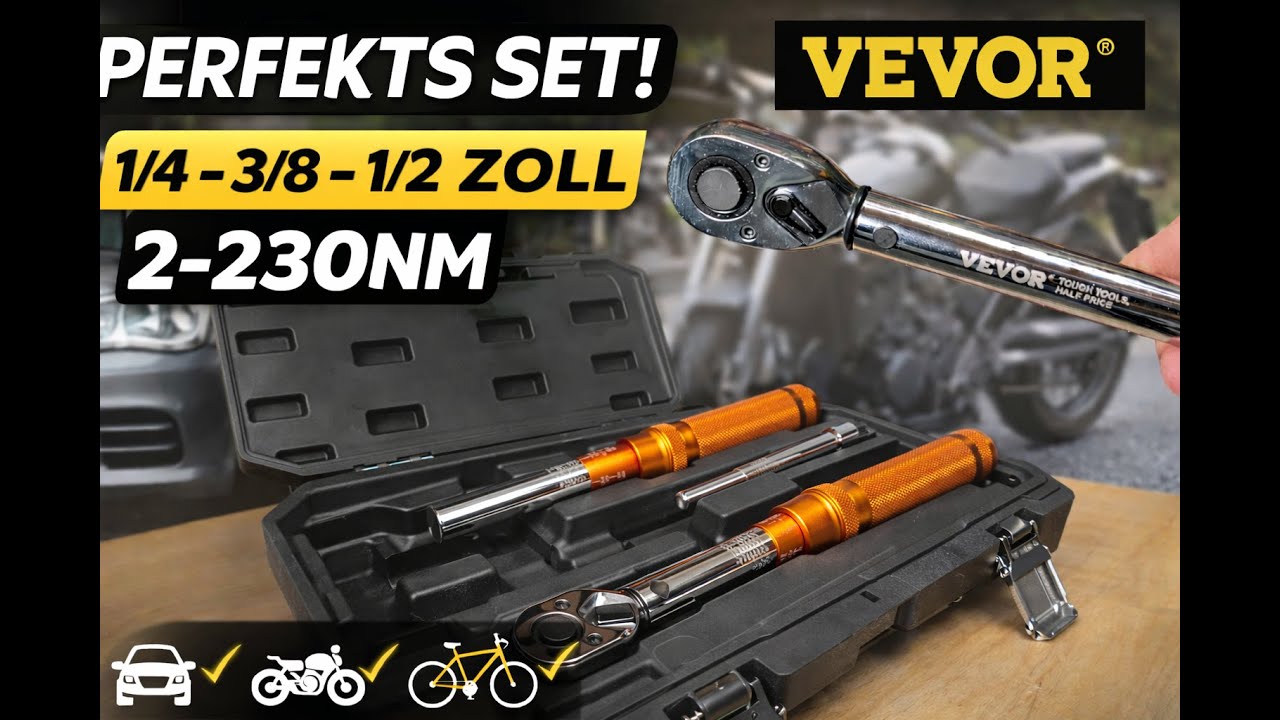 VEVOR Klick-Drehmomentschlüssel Set (3-tlg.) 1/4 3/8 1/2 Zoll