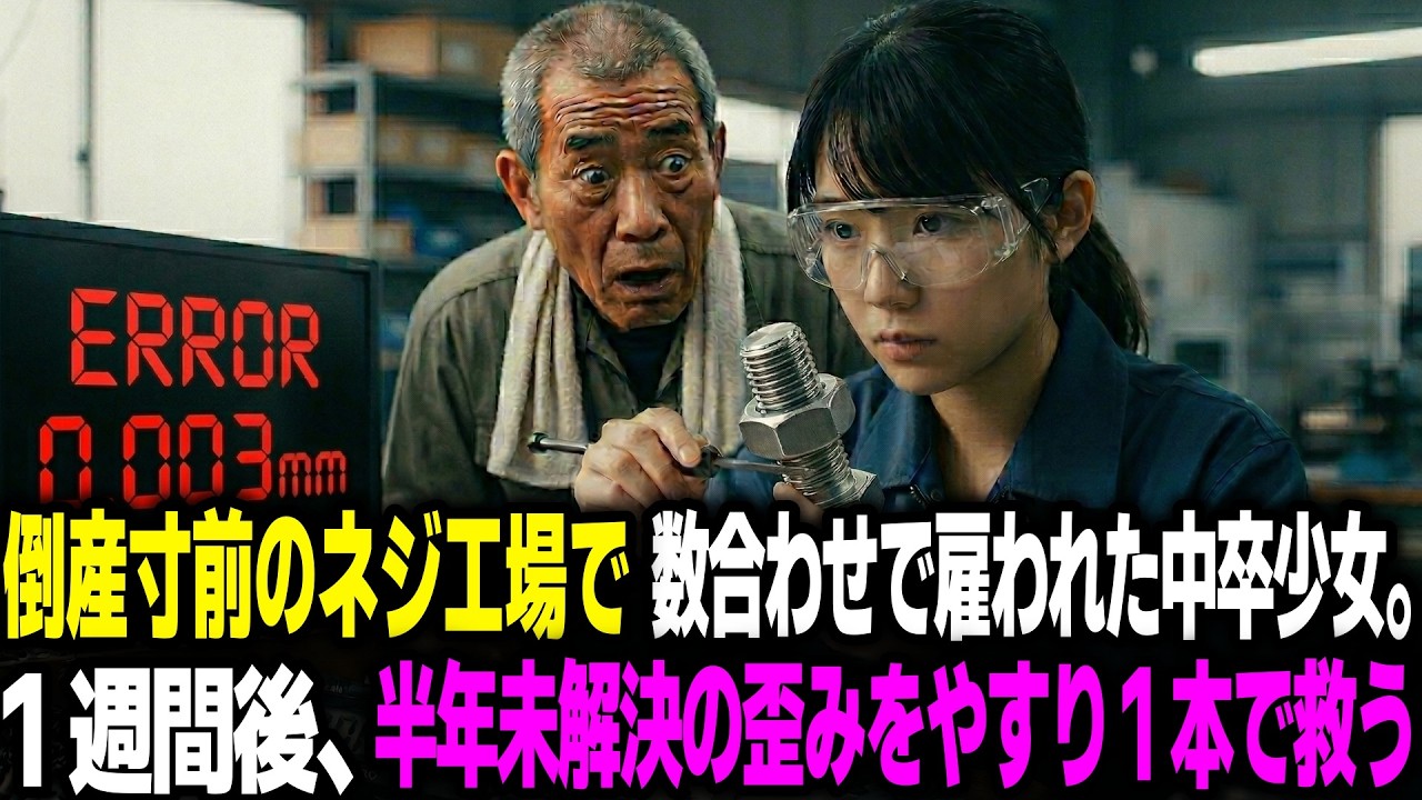 倒産寸前のネジ工場で「数合わせ」と蔑まれた中卒少女。1週間後、エリート技術者が半年諦めた「ロケット部品の0 003mmの歪み」をやすり１本で修正し世界を救う